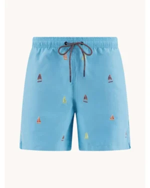 A Fish Named Fred 33.259, Swimshort Sailing Boats, Aqua Blue