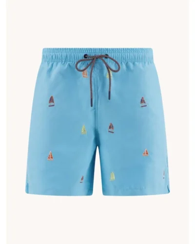 A Fish Named Fred 33.259,  Swimshort Sailing Boats, Aqua Blue