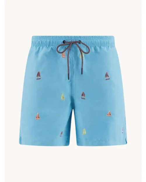A Fish Named Fred 33.259, Swimshort Sailing Boats, Aqua Blue