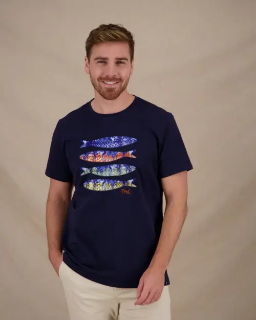 A Fish Named Fred 33.401 - T-shirt Fish Print, Navy
