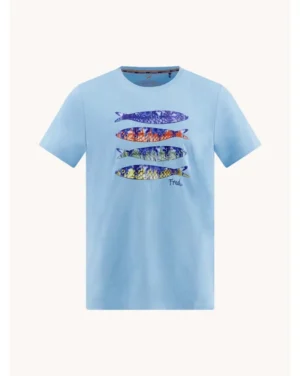 33.401 - A Fish Named Fred T-shirt Fish Print, Light Blue