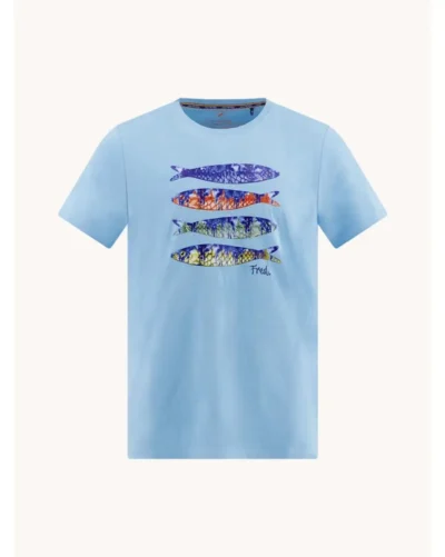 A Fish Named Fred 33.401 - T-shirt Fish Print, Light Blue