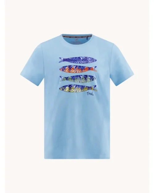 33.401 - A Fish Named Fred  T-shirt Fish Print, Light Blue