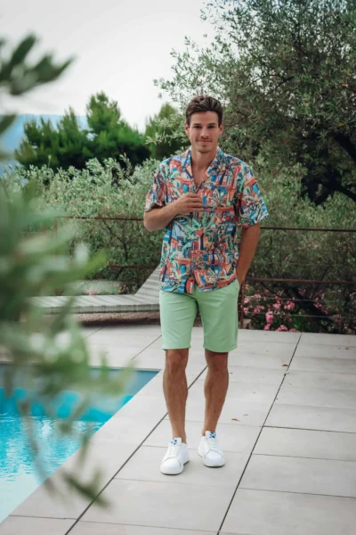 Alternative view of A Fish Named Fred 33.061 - Tropical Sketch Linen Blend Shirt