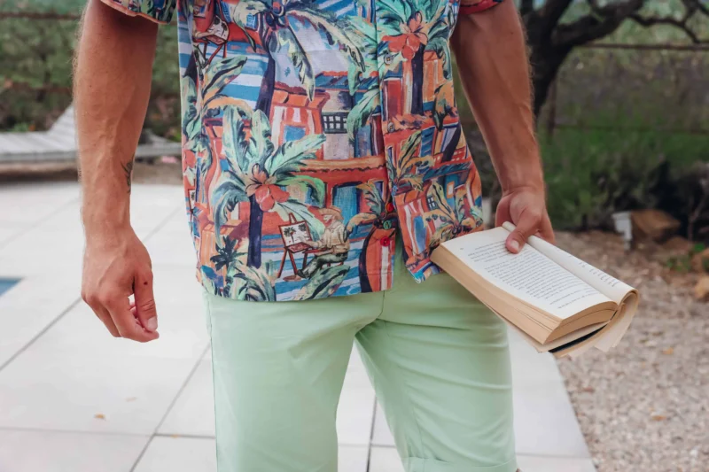 A Fish Named Fred 33.061 - Linen blend Tropical Sketch Shirt - Image 4