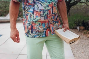 A Fish Named Fred 33.061 - Linen blend Tropical Sketch Shirt image2