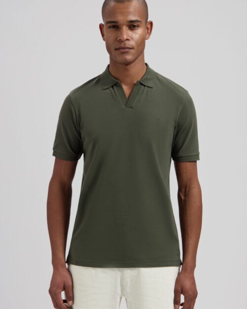 Dstrezzed Organic Cotton V-Neck Polo 240022 Dark Army