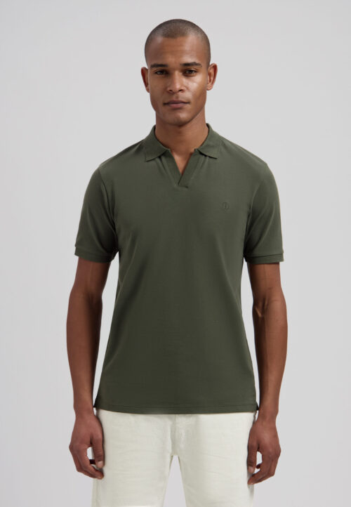 Dstrezzed 240022 Organic Cotton V-Neck Polo Dark Army