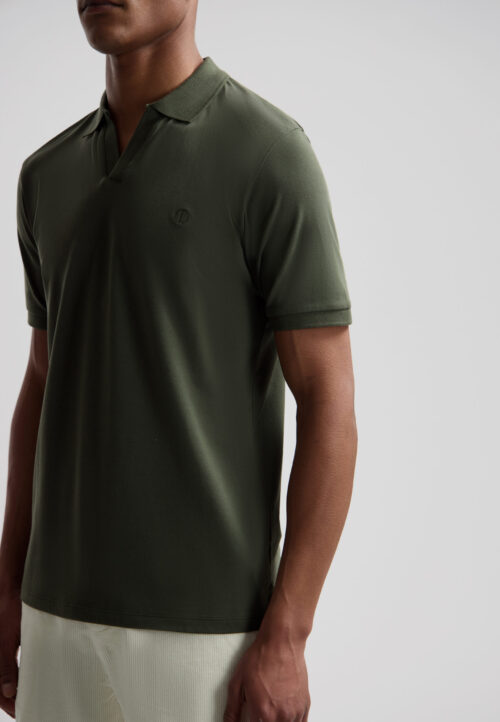 Dstrezzed 240022 Organic Cotton V-Neck Polo Dark Army - Image 4