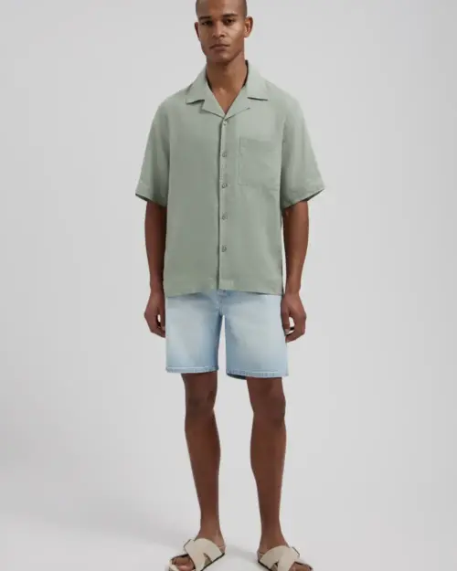 Alternative view of Dstrezzed  100% Linen Shirt 311480 Green Shadow