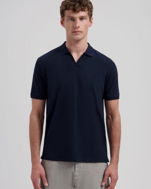 Dstrezzed Organic Cotton V-Neck Polo 240022 Dark Navy