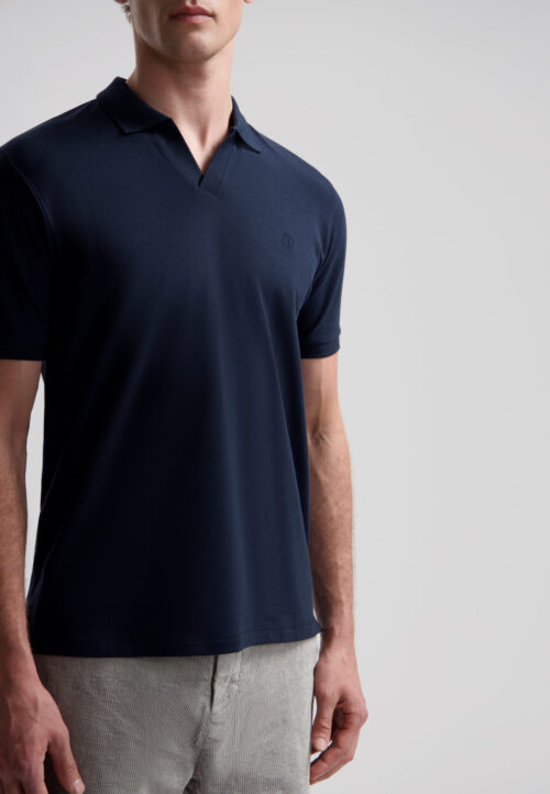Dstrezzed 240022 Organic Cotton V-Neck Polo Dark Navy - Image 4