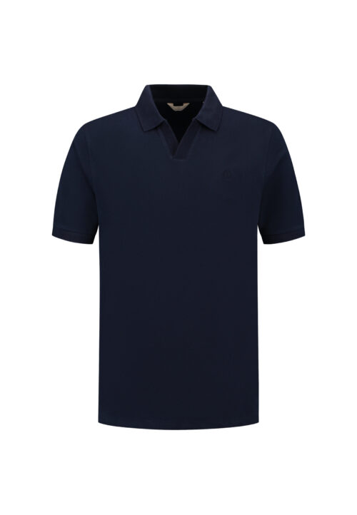 Dstrezzed 240022 Organic Cotton V-Neck Polo Dark Navy - Image 5