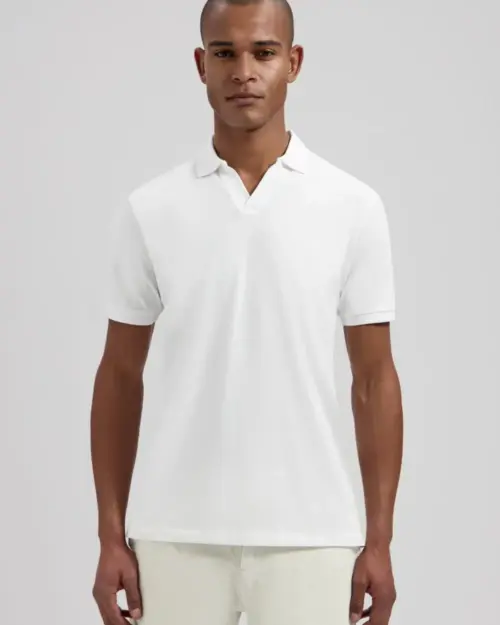 Dstrezzed Organic Cotton V-Neck Polo 240022 White