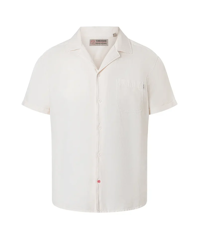 Timezone  Linen Blend Shirt, Egret White - Image 3