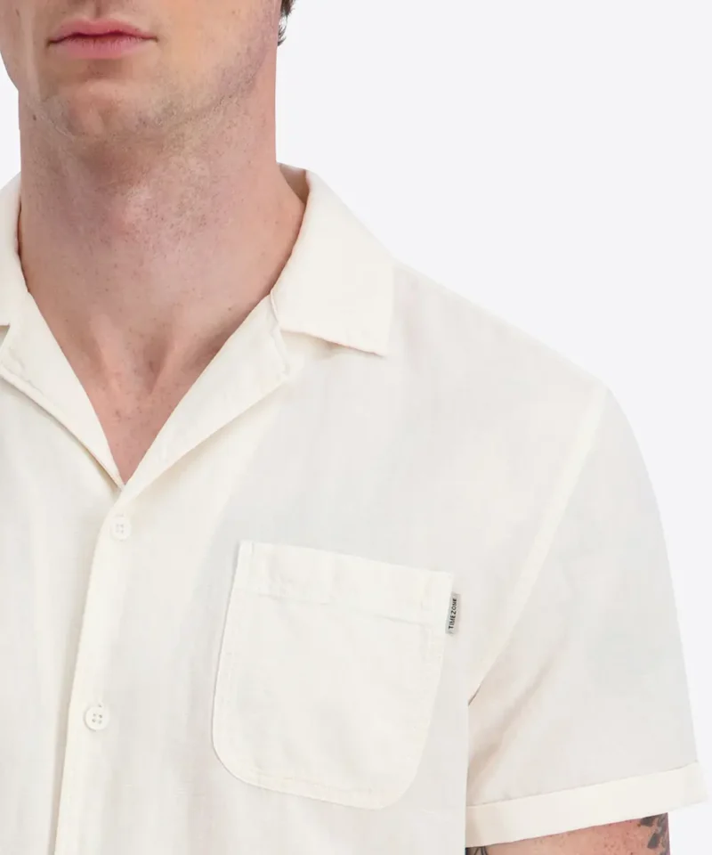 Timezone  Linen Blend Shirt, Egret White - Image 5