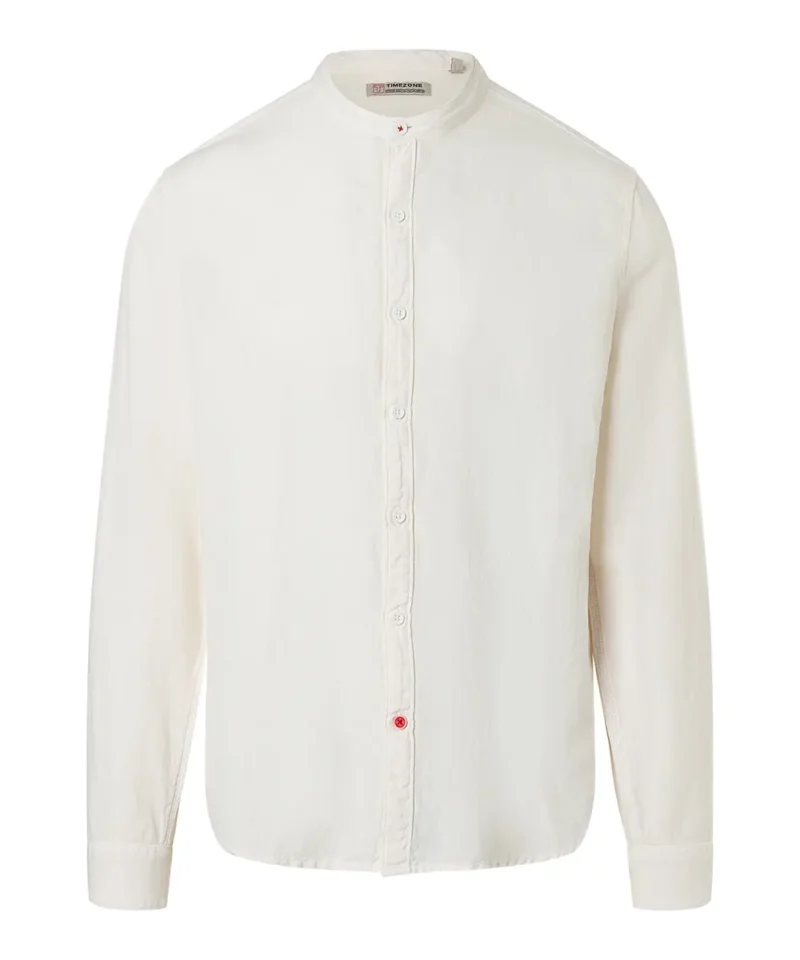 Timezone Stand-up-collar Shirt , Egret White - Image 3