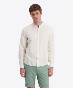 Timezone Stand-up-collar Shirt , Egret White
