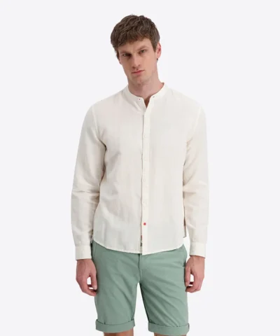 Timezone Stand-up-collar Shirt , Egret White