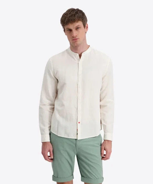 Timezone Stand-up-collar Shirt , Egret White