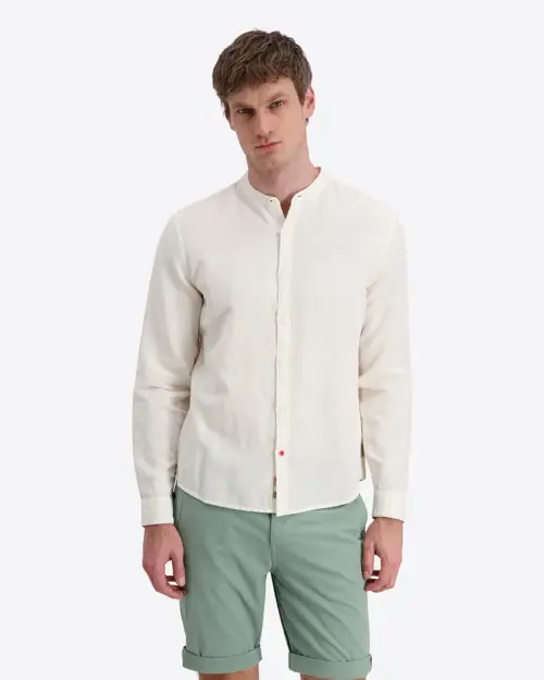 Timezone Stand-up-collar Shirt 30173.1387-29 Egret White
