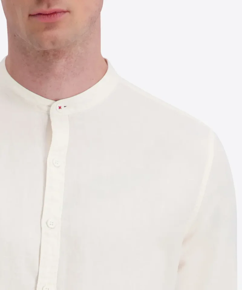 Timezone Stand-up-collar Shirt , Egret White - Image 5