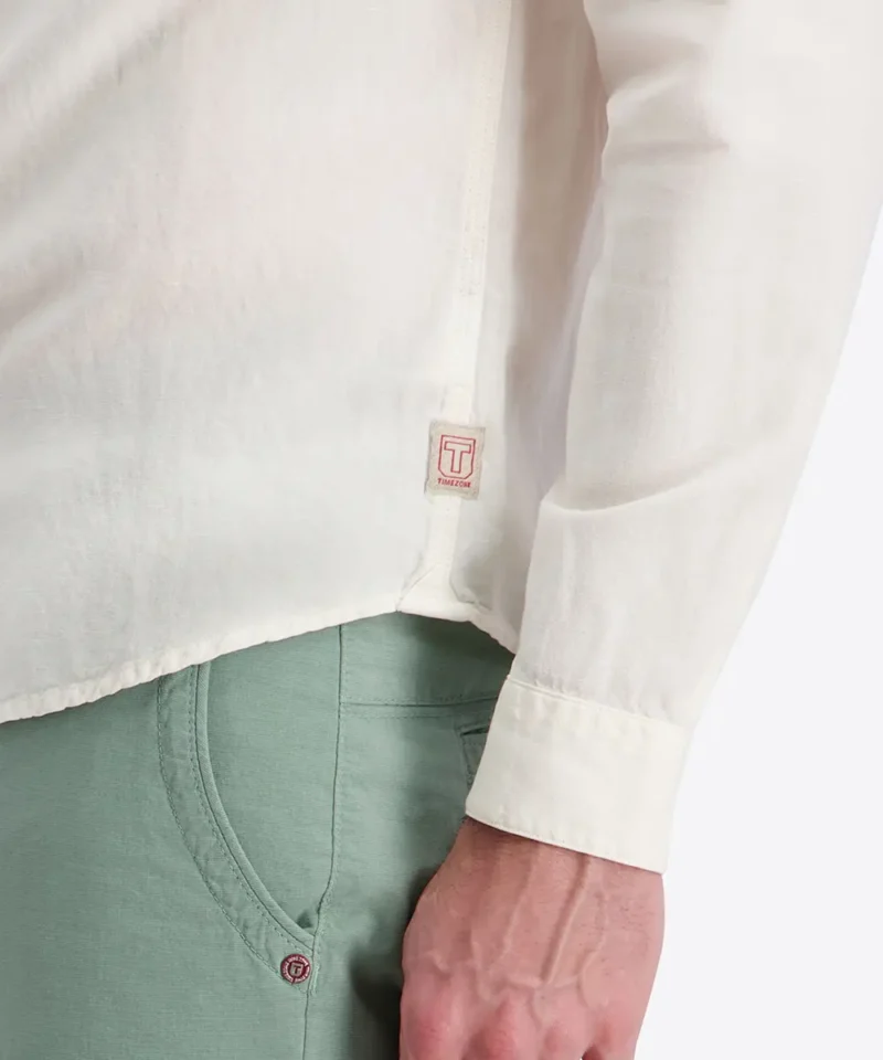 Timezone Stand-up-collar Shirt , Egret White - Image 6