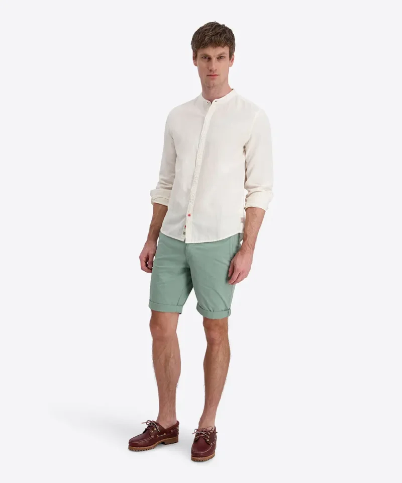 Timezone Stand-up-collar Shirt , Egret White - Image 2