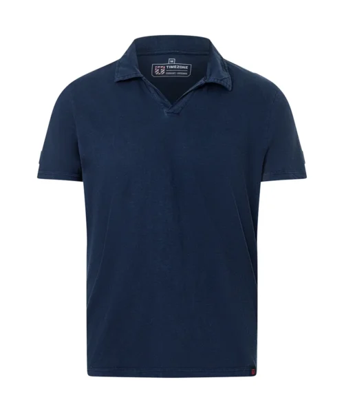 Timezone Cotton Linen Blend Poloshirt Dark Navy - Image 3