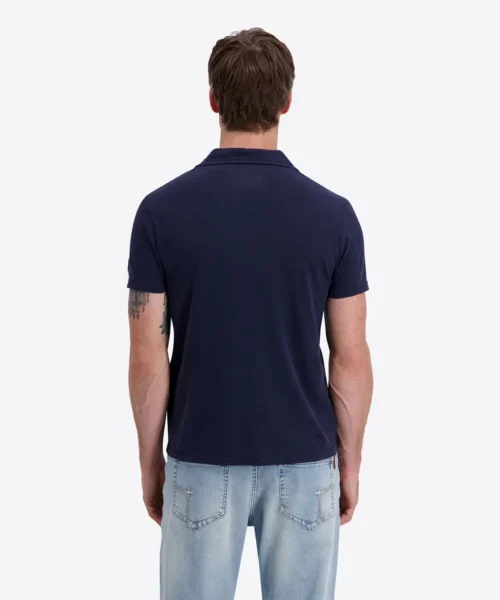 Timezone Cotton Linen Blend Poloshirt Dark Navy - Image 4
