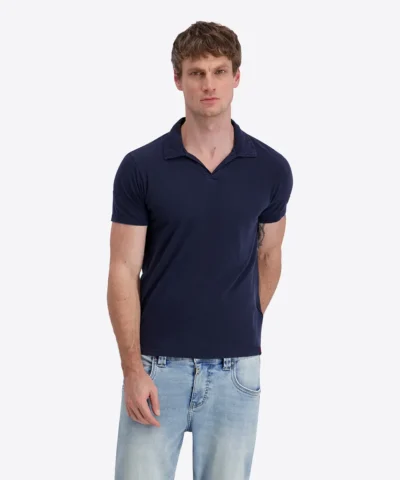 Timezone Cotton Linen Blend Poloshirt, Total Eclipse