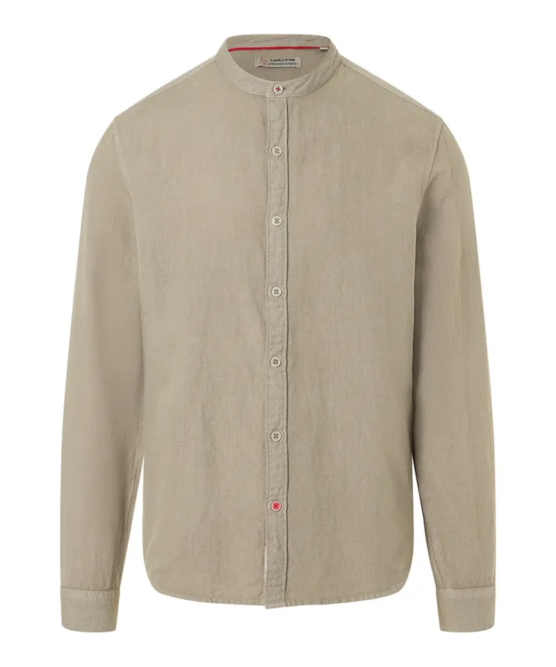 Timezone Stand-up-collar Shirt , Light Khaki - Image 3