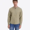 Timezone Stand-up-collar Shirt , Light Khaki