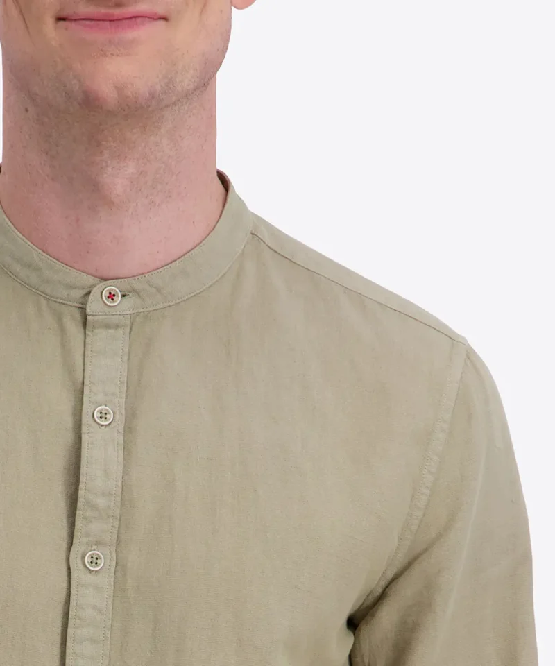 Timezone Stand-up-collar Shirt , Light Khaki - Image 5