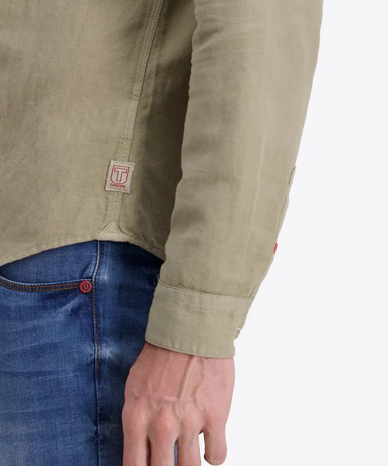 Timezone Stand-up-collar Shirt , Light Khaki - Image 6