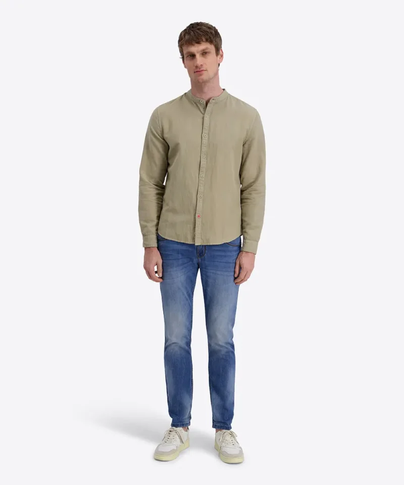Timezone Stand-up-collar Shirt , Light Khaki - Image 2