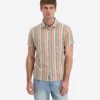 Timezone Cotton Linen Blend Short Sleeve Shirt, Multi Stripe