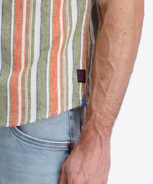 Timezone Cotton / Linen Blend Short Sleeve Shirt, Multi Stripe image3