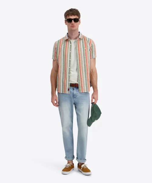 Timezone Cotton / Linen Blend Short Sleeve Shirt, Multi Stripe image4