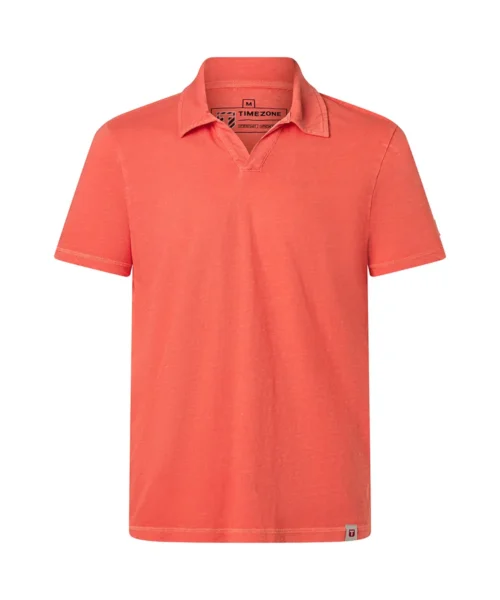 Timezone Cotton Linen Blend Poloshirt, Hot Coral