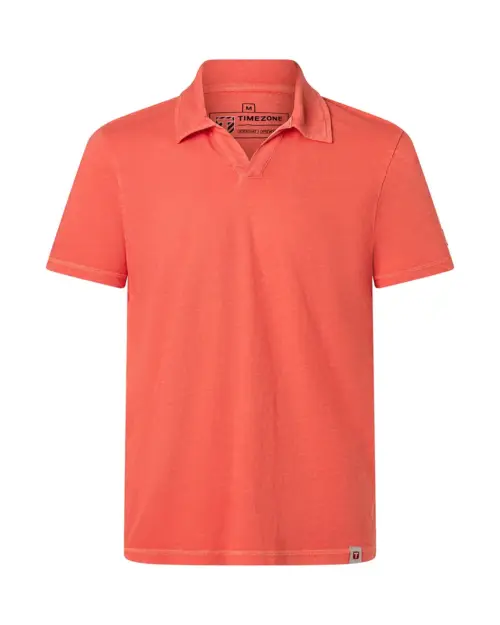 Timezone Cotton Linen Blend Poloshirt Hot Coral
