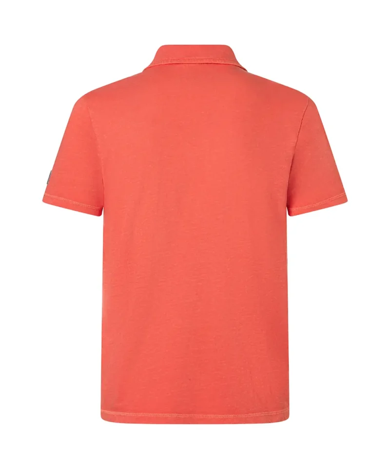 Timezone Cotton Linen Blend Poloshirt, Hot Coral - Image 2