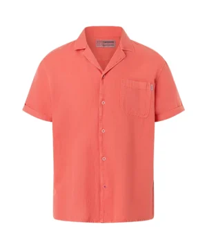 Timezone Linen Blend Shirt, Hot Coral