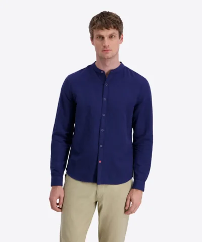 Timezone Stand-up-collar Shirt , Iris Blue