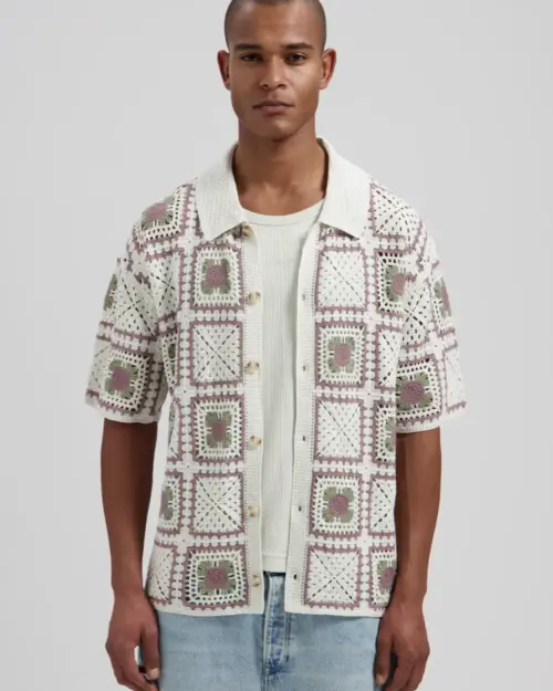 Dstrezzed Crochet Shirt 421162 Silver Birch