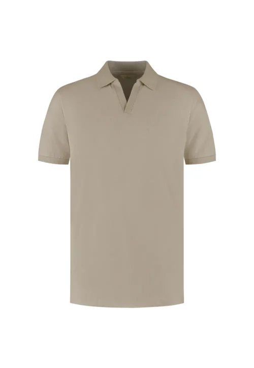 Dstrezzed 240022 Organic Cotton V-Neck Polo Vintage Khaki image3