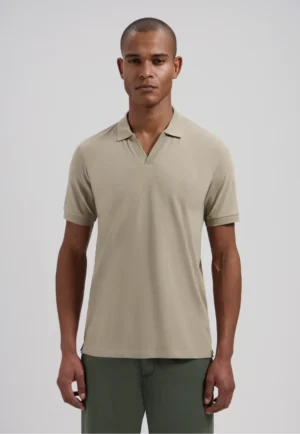 Dstrezzed 240022 Organic Cotton V-Neck Polo Vintage Khaki