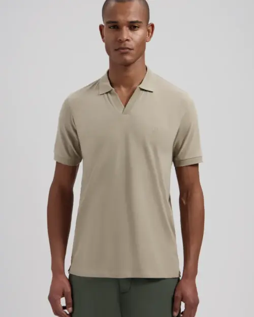 Dstrezzed Organic Cotton V-Neck Polo 240022 Vintage Khaki
