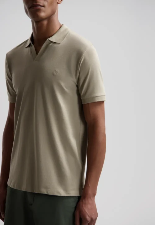 Dstrezzed 240022 Organic Cotton V-Neck Polo Vintage Khaki image2