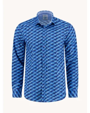 A Fish Named Fred Graphic shirt in cobalt blue